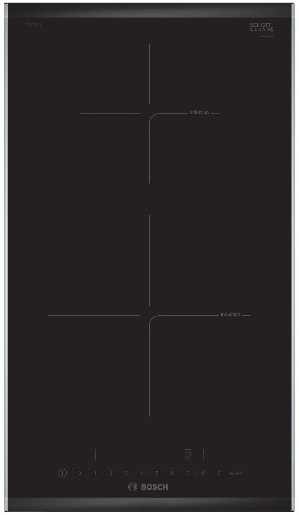 Domino induction 30 cm noir 2 foyers (PowerBoost)
