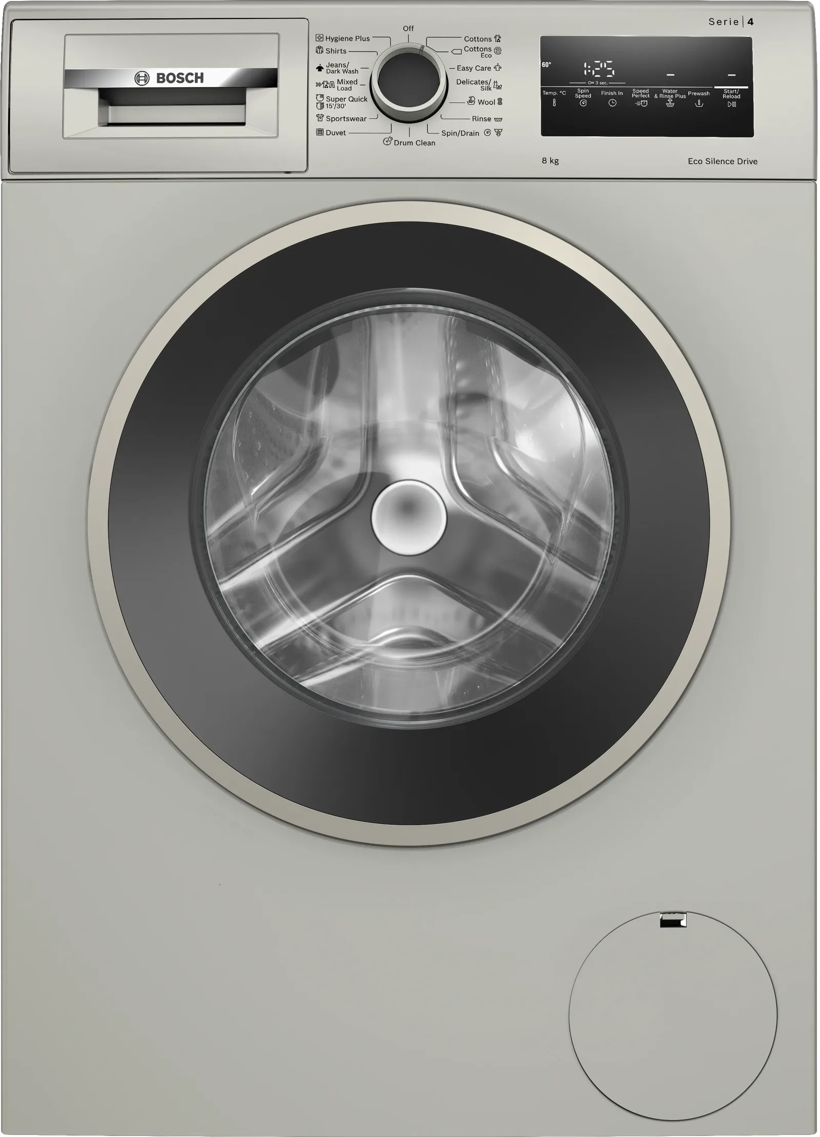 Lave-linge frontal pose libre 8 kg 1400 tr/min argent inox